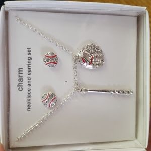 🎉HP🎉 Baseball/ softball necklace and earing set